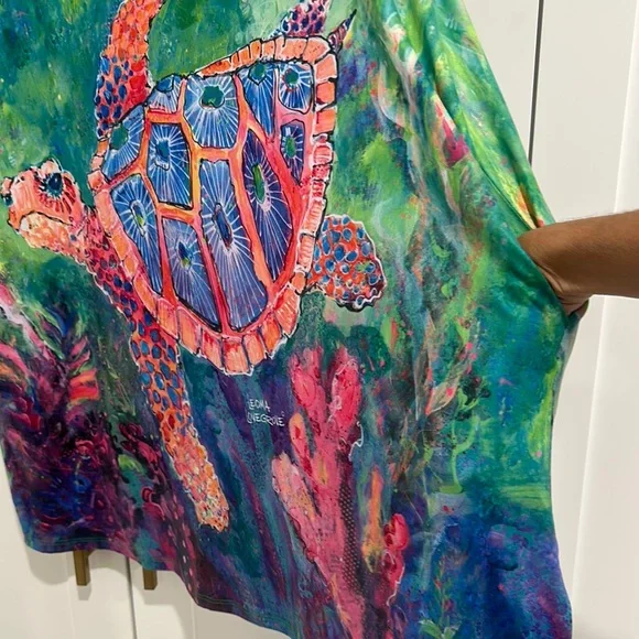 Colorful Turtle Print Midi Dress - Picture 6 of 6